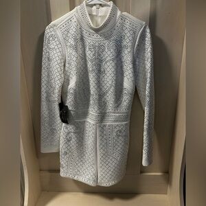 Bebe White Romper Mock Neck Long Sleeve